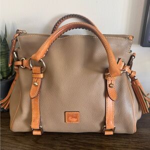 Dooney & Bourke Taupe and Tan Leather Satchel